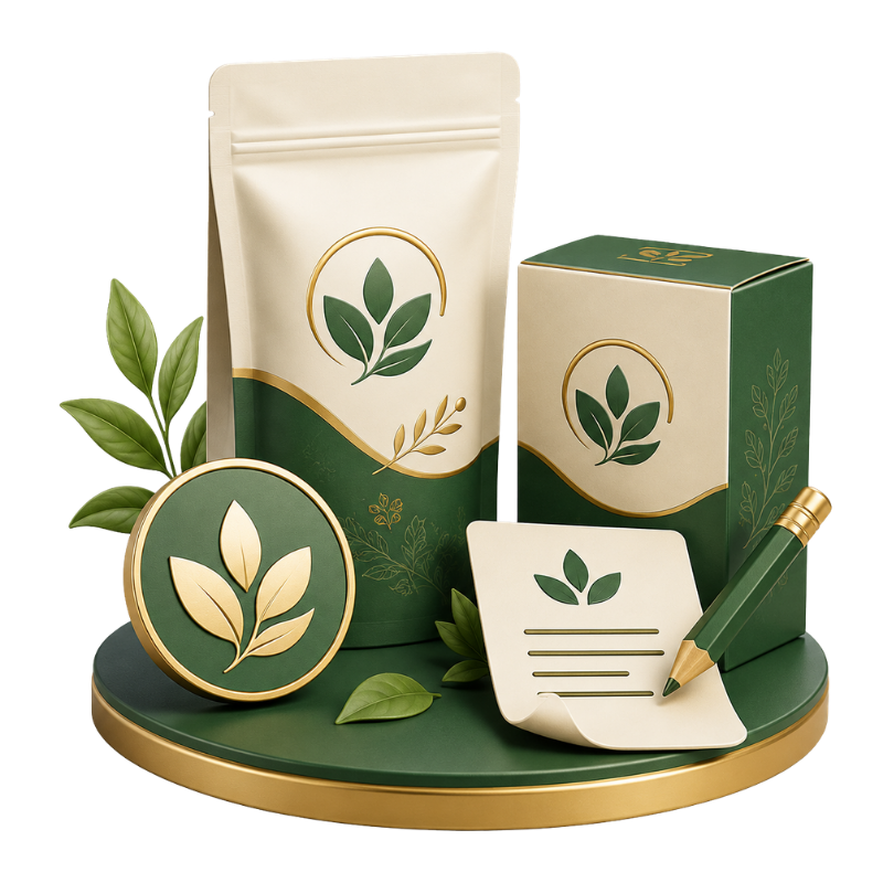 Maklon Herbal logo, kemasan & copy