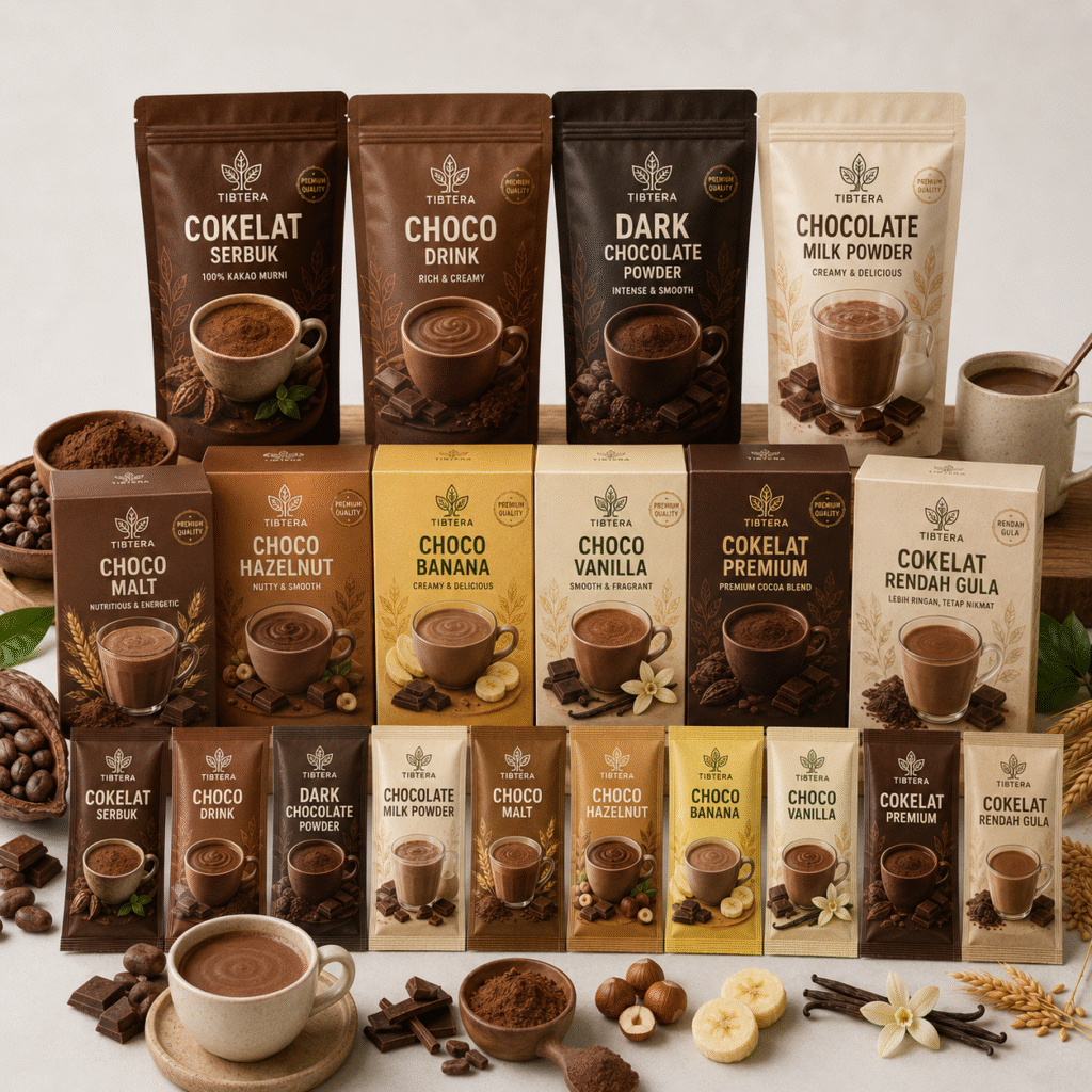 variasi minuman serbuk coklat dan kokoa