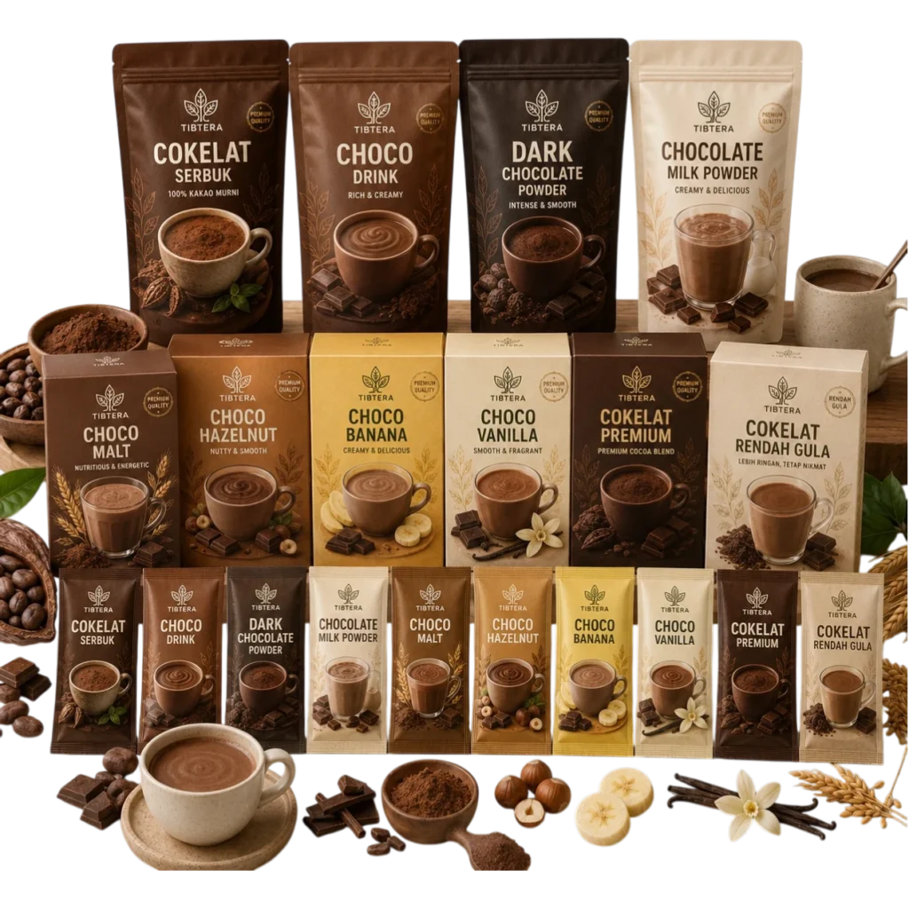 variasi minuman serbuk coklat dan kokoa